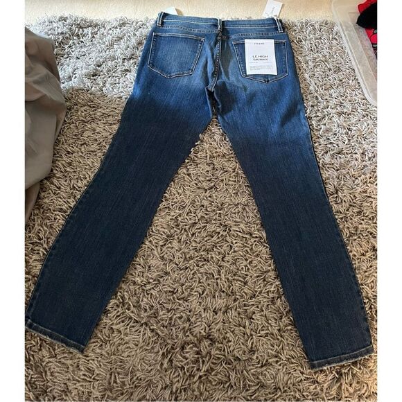 FRAME Denim Le High Skinny Jeans with Tuxedo Piping - Picture 1 of 9